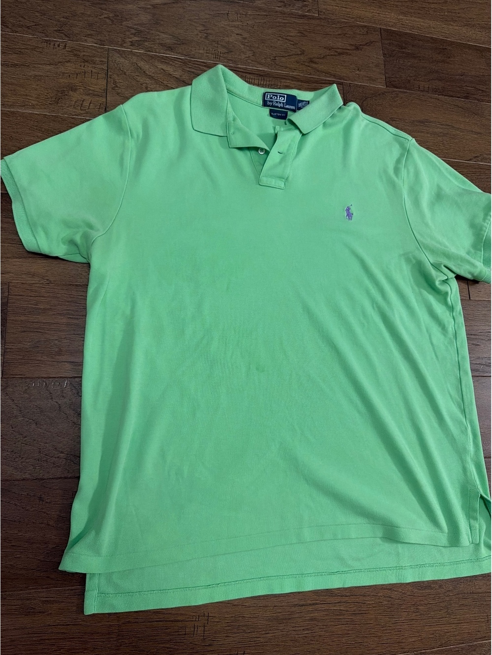 Polo Ralph Lauren Men’s Custom Fit Lime Green Polo Shirt Purple Pony Logo
